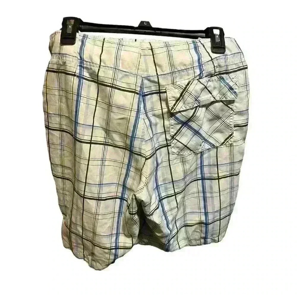 Old Navy Men's Size Medium Swim Trunk Shorts Blue/White/Black Plaid with Tie - Picture 5 of 7